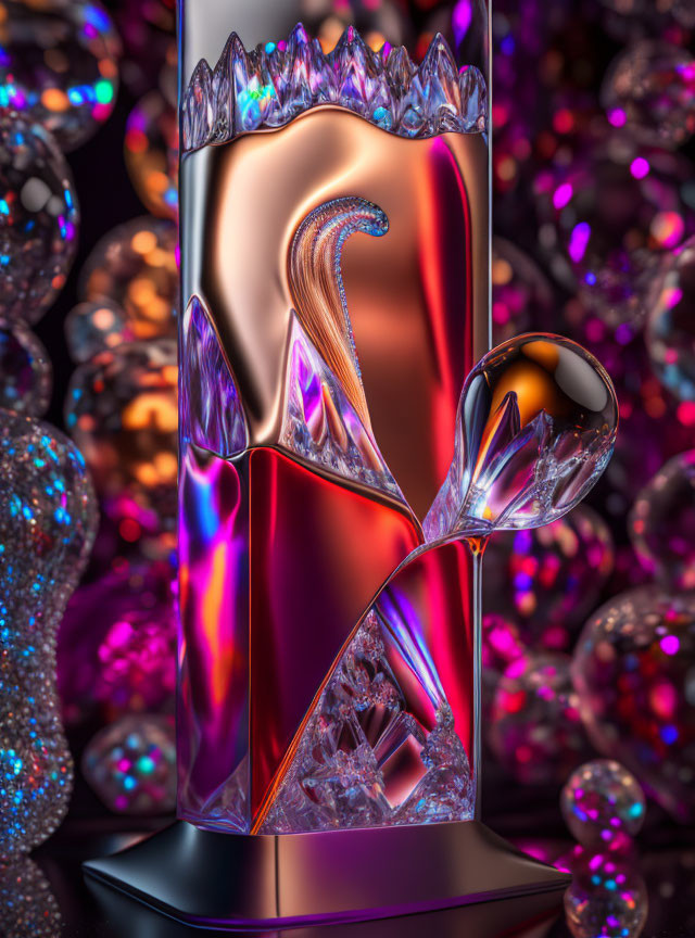 Colorful Abstract 3D Artwork with Glossy Sculptural Form