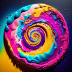 Colorful Galaxy-Inspired Swirl Painting with Pink, Blue, Yellow, and Purple Hues