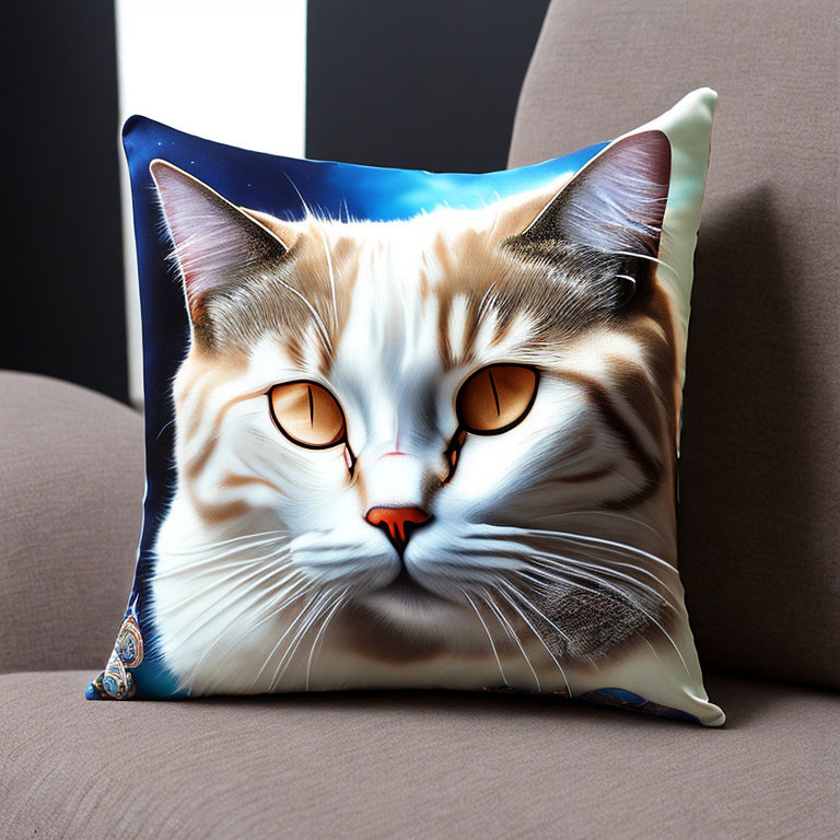 Cat printed on silk pillow