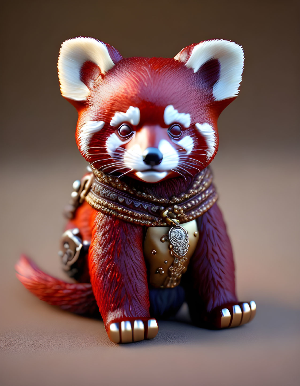 Detailed 3D Illustration of Stylized Red Panda with Anthropomorphic Design