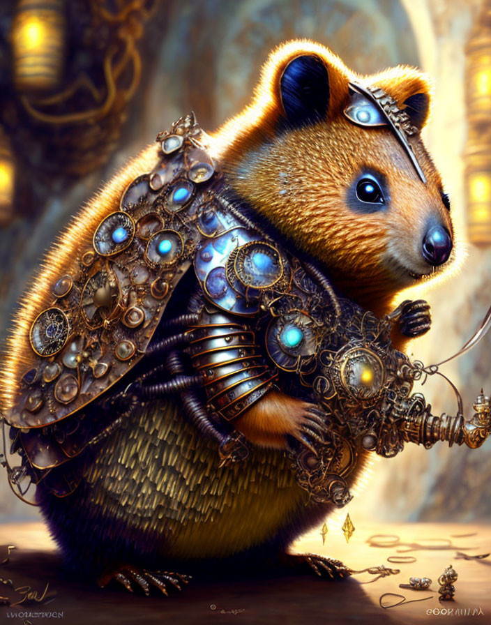 Quokka in steampunk armor