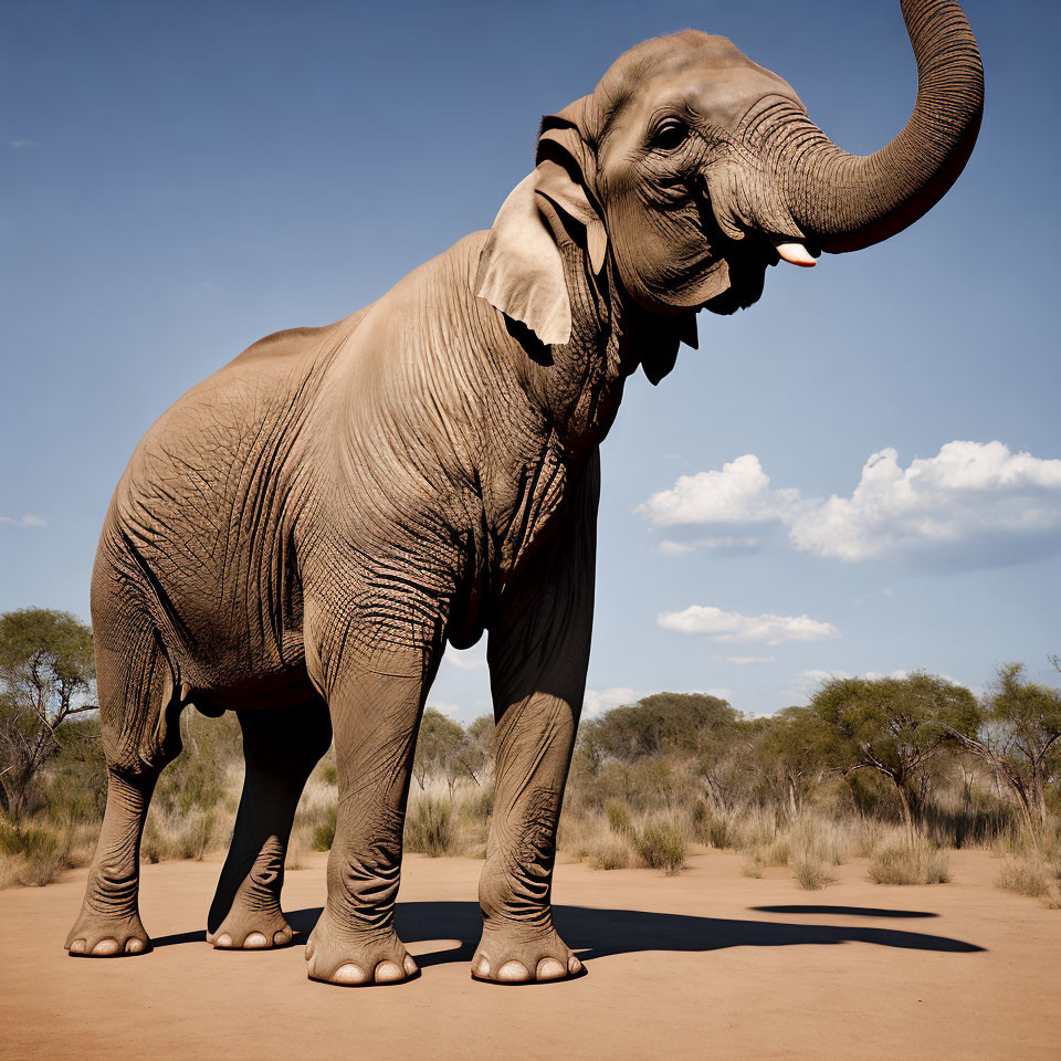 African Elephant Standing in Savannah Landscape