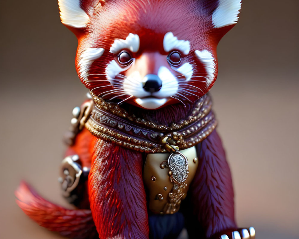 Detailed 3D Illustration of Stylized Red Panda with Anthropomorphic Design