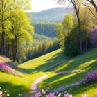 Vibrant Landscape with Colorful Trees and Mountains