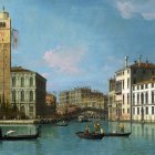 Venice Canal with Gondolas and Historical Buildings