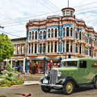 Detailed Illustration of Vibrant Victorian Mansion with Elaborate Terraces