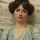 Vintage-Inspired Portrait of Woman in Green Dress