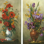 Colorful Floral Paintings: Bouquets in Vase and Urn