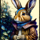 Vibrant digital artwork: Colorful rabbit with intricate patterns