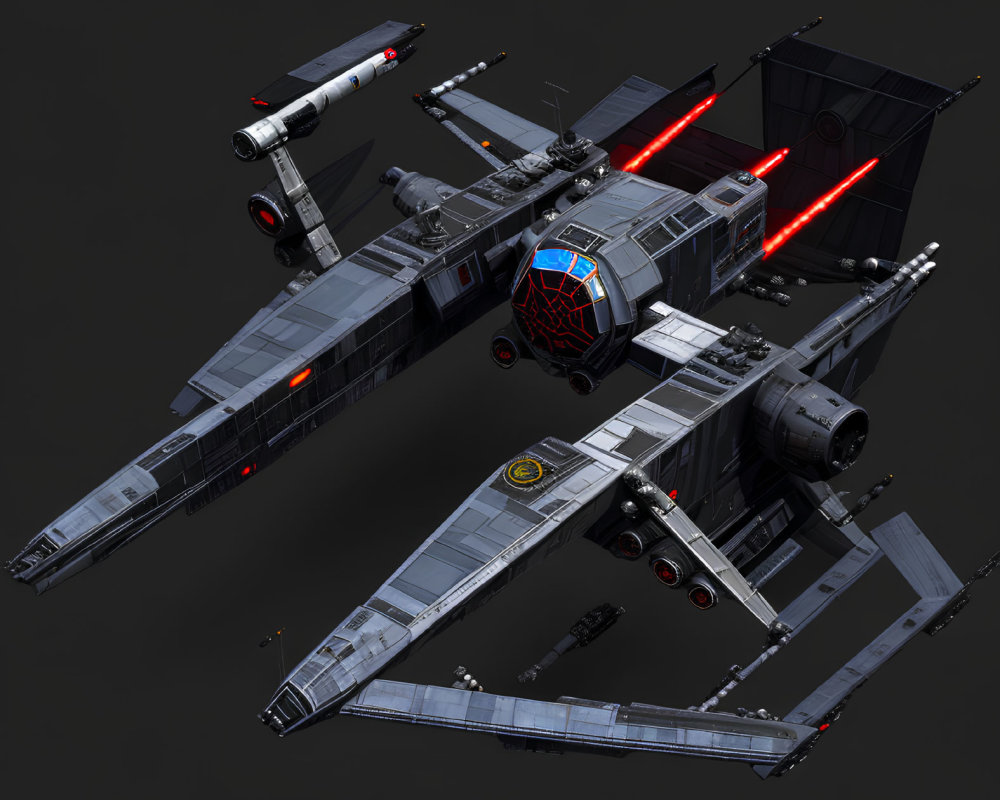 Detailed TIE Fighter Model with Hexagonal Panels & Twin Ion Engines