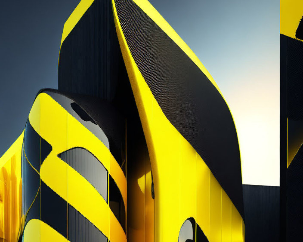 Abstract Architecture Featuring Bold Yellow and Black Curved Designs