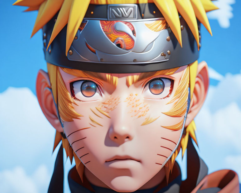 Character with Spiky Blond Hair and Leaf Village Headband