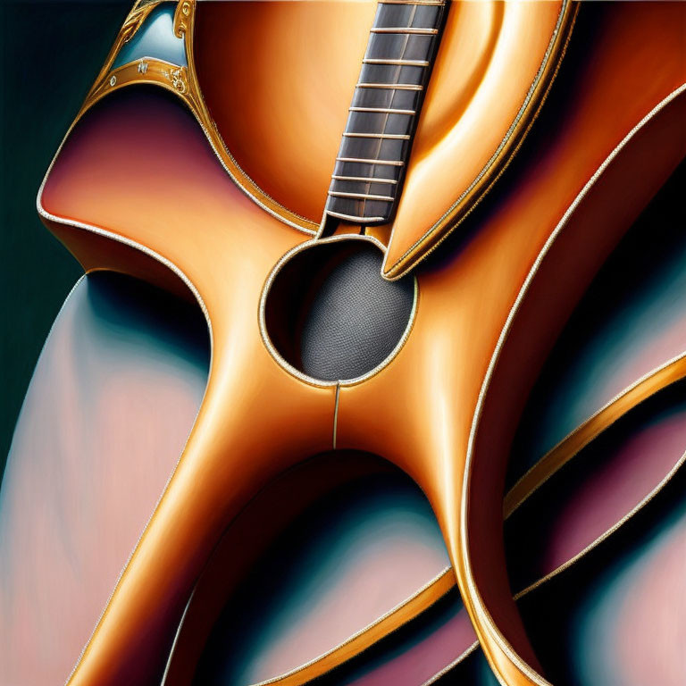 Detailed View: Acoustic Guitar Body with Sunburst Finish