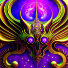 Colorful Psychedelic Fractal Art with Abstract Butterfly Shapes