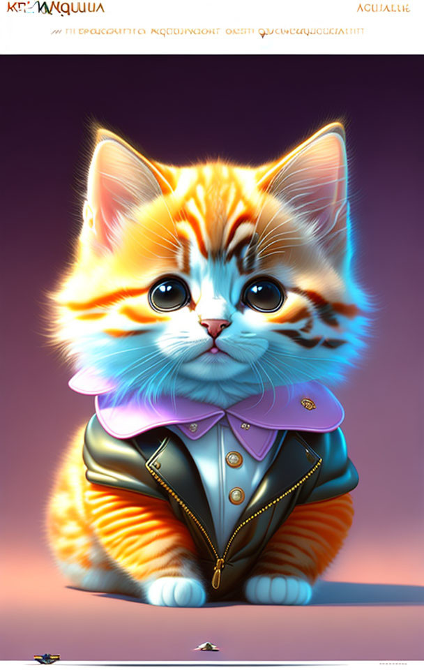 Detailed Hyper-Realistic Kitten Illustration in Stylish Jacket