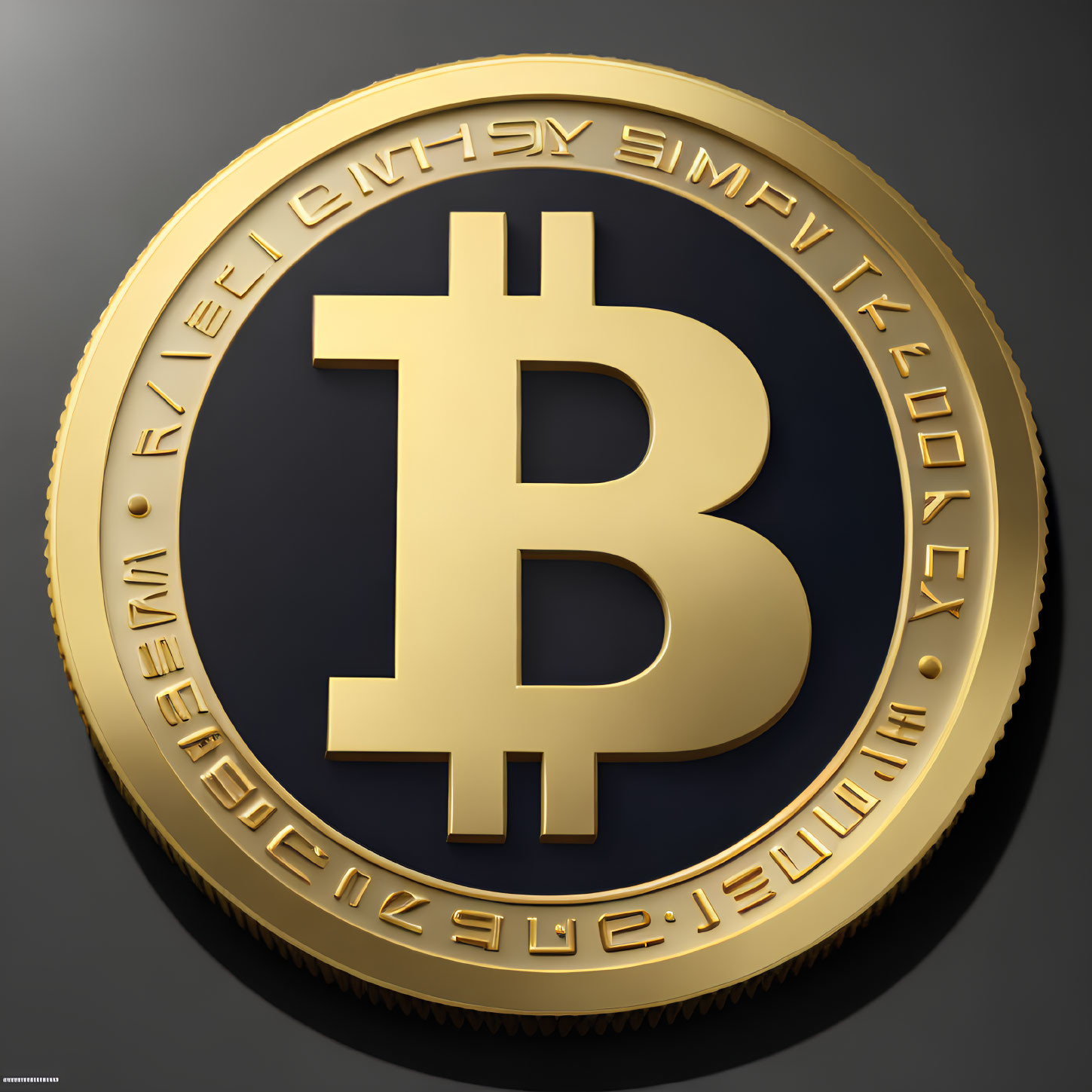 Shiny Golden Bitcoin 3D Illustration on Dark Background