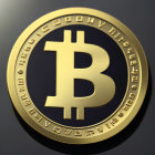 Shiny Golden Bitcoin 3D Illustration on Dark Background