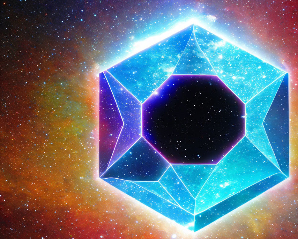 Vivid Cosmic Background with Hexagonal Neon Glow