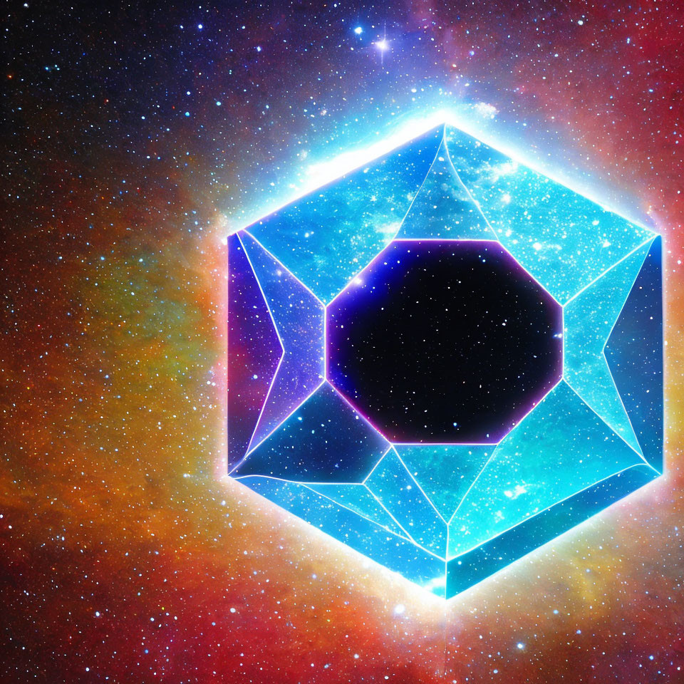 Vivid Cosmic Background with Hexagonal Neon Glow