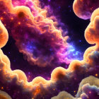 Colorful Abstract Nebula in Orange, Purple, and Pink Hues