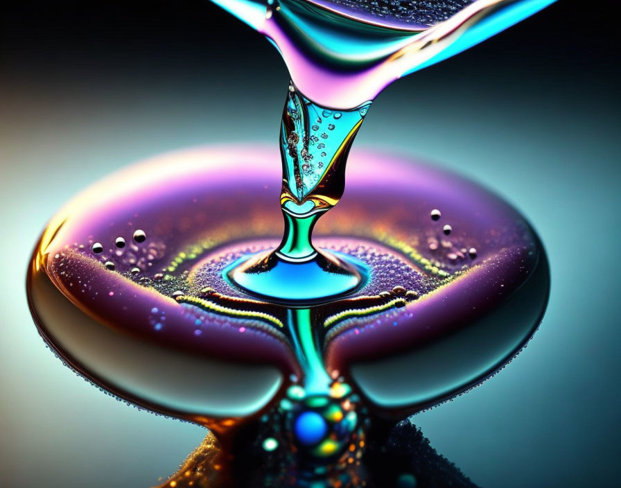 Colorful soap bubbles creating abstract patterns with hourglass shape