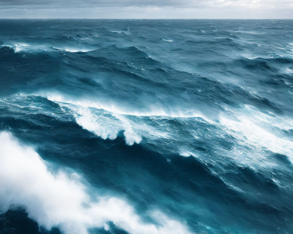 Stormy Sky Over Rough Ocean Waves: Moody and Powerful Sea Essence