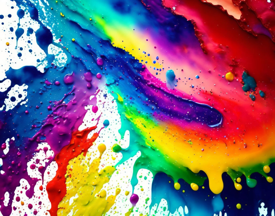 Colorful Abstract Artwork with Vibrant Swirls and Splashes