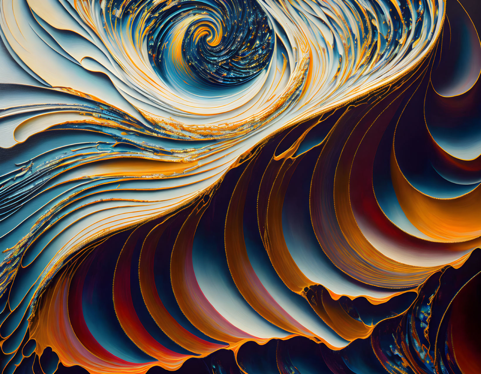 Blue, Orange, and Brown Swirling Abstract Pattern