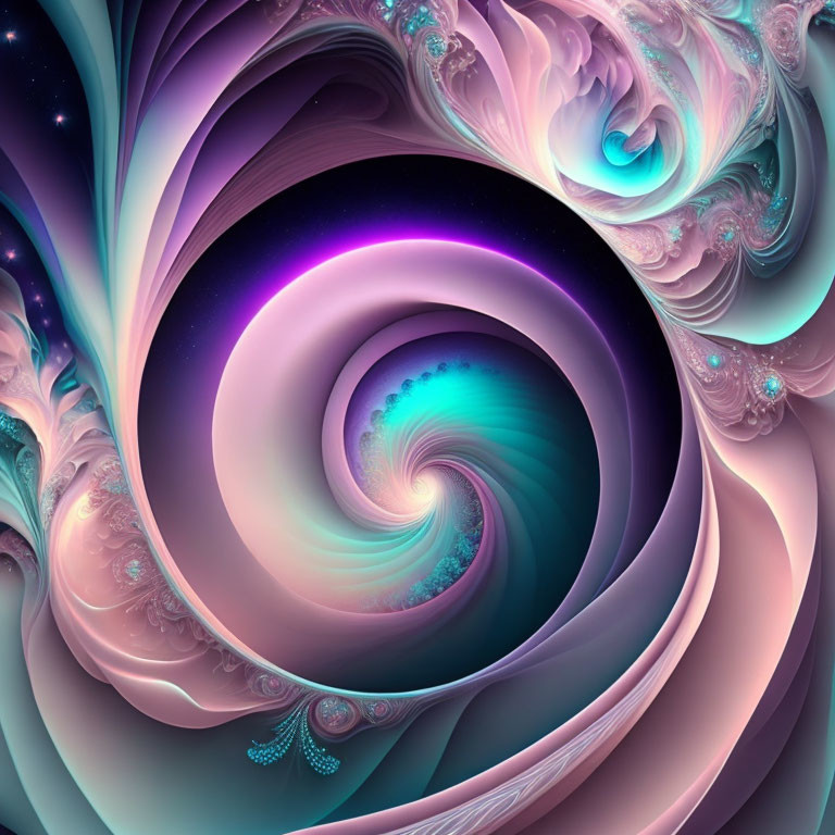 Blue and Purple Swirling Vortex with Fractal Designs