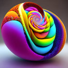 Colorful Fractal Sphere with Rainbow Hues and Detailed Patterns