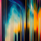 Colorful abstract art with vibrant vertical lines and waves in blues, oranges, and pinks