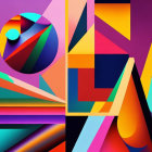 Vibrant Abstract Artwork with Geometric Shapes & Colorful Gradients