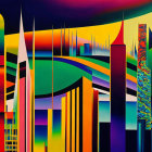 Colorful Geometric Abstract Urban Landscape Painting