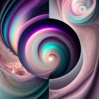 Blue and Purple Swirling Vortex with Fractal Designs