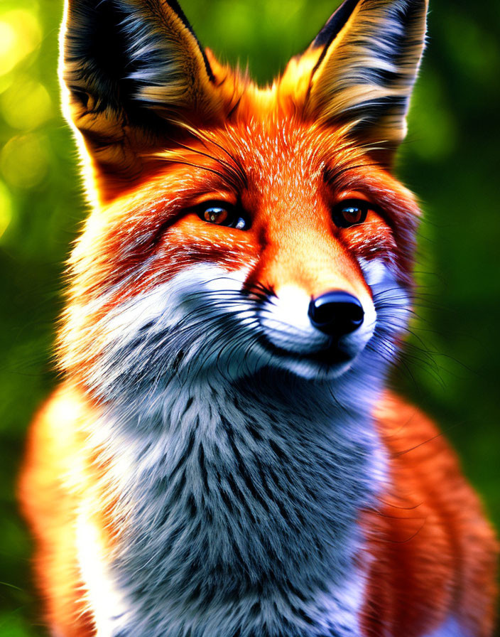 Detailed Red Fox Digital Art with Intense Gaze