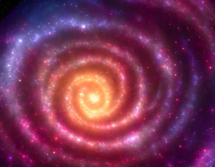 Colorful Spiral Galaxy with Purple, Pink, and Yellow Hues