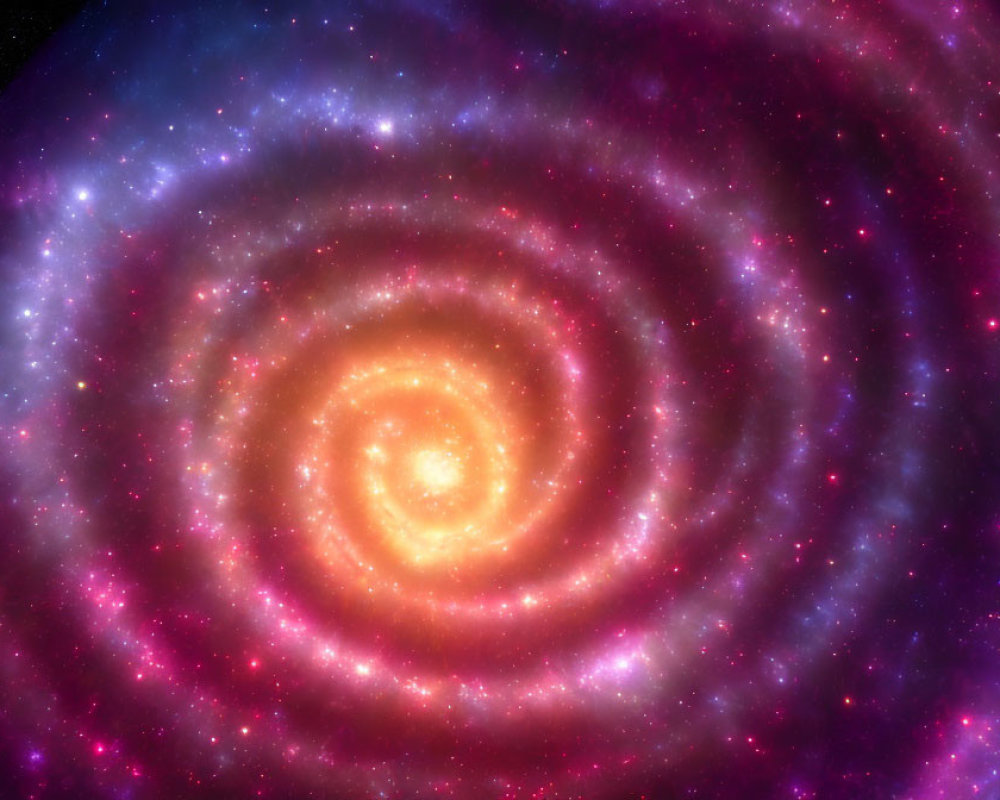 Colorful Spiral Galaxy with Purple, Pink, and Yellow Hues