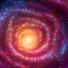 Colorful Spiral Galaxy with Purple, Pink, and Yellow Hues