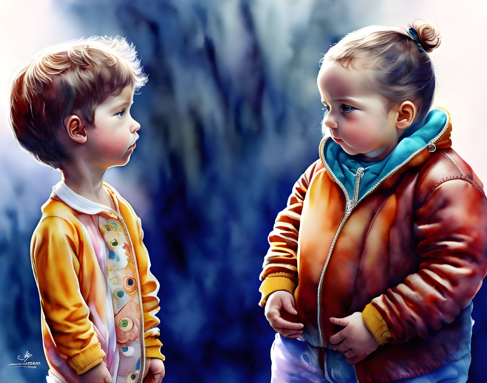 Colorful Attire: Kids in Digital Painting