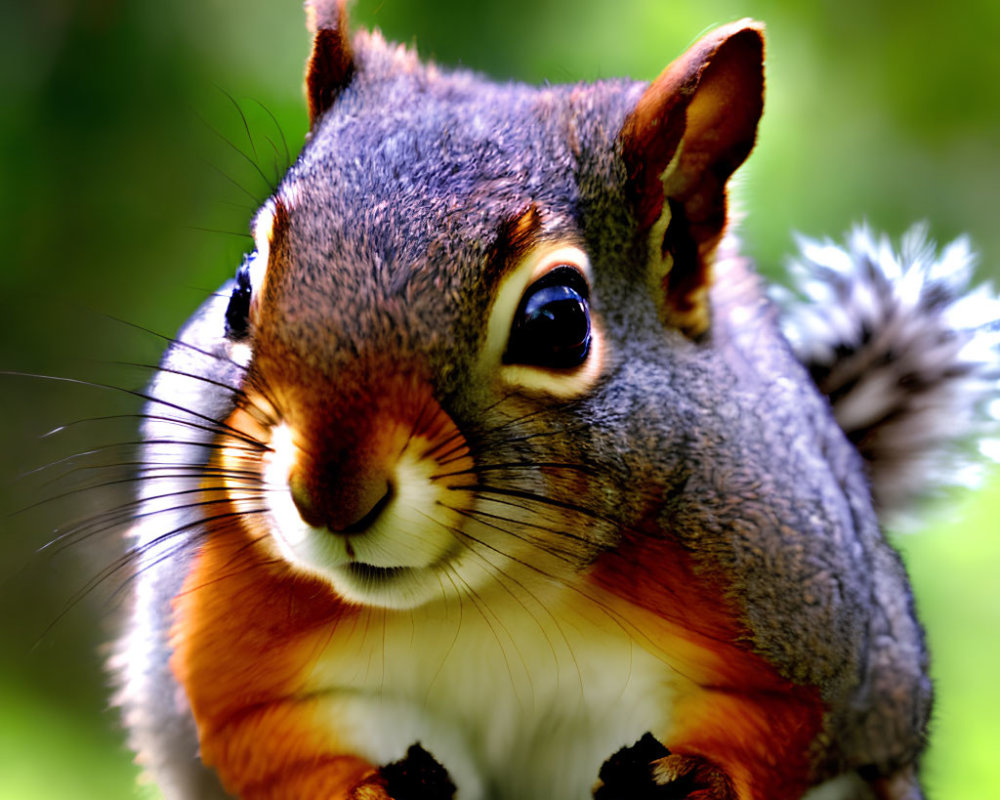 Curious squirrel with bright eyes and vivid coloring