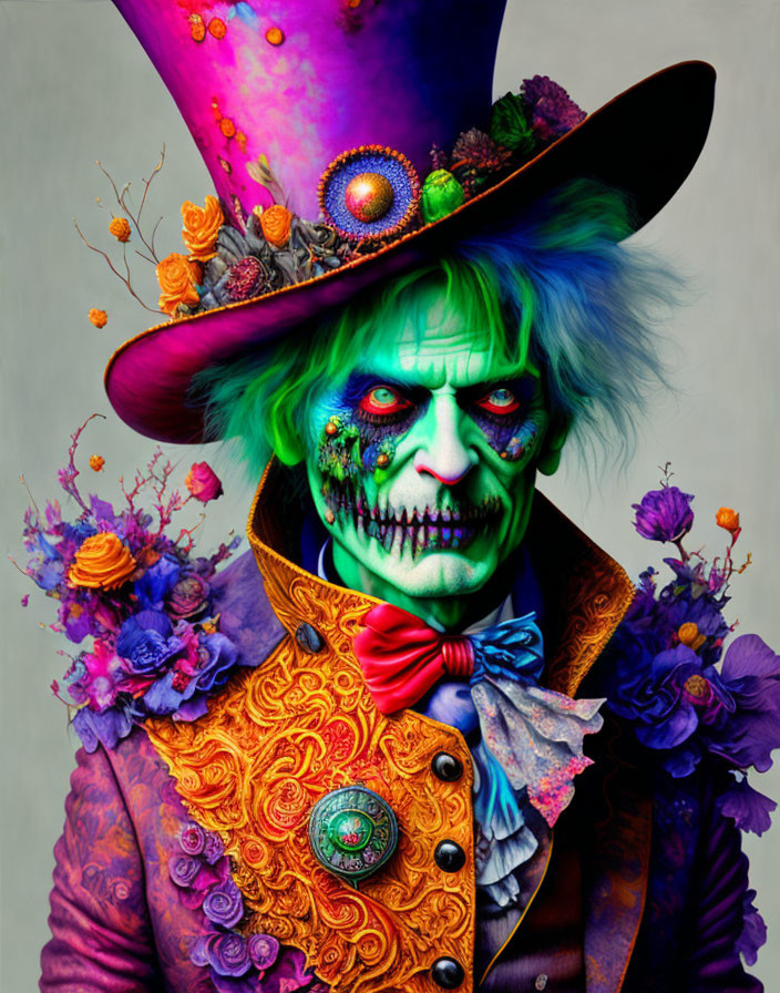 zombiecore portrait of a mad hatter;