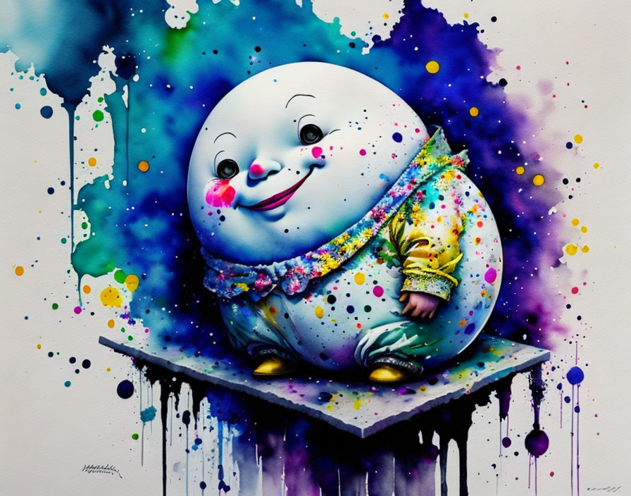 Vibrant Humpty Dumpty painting with textured background