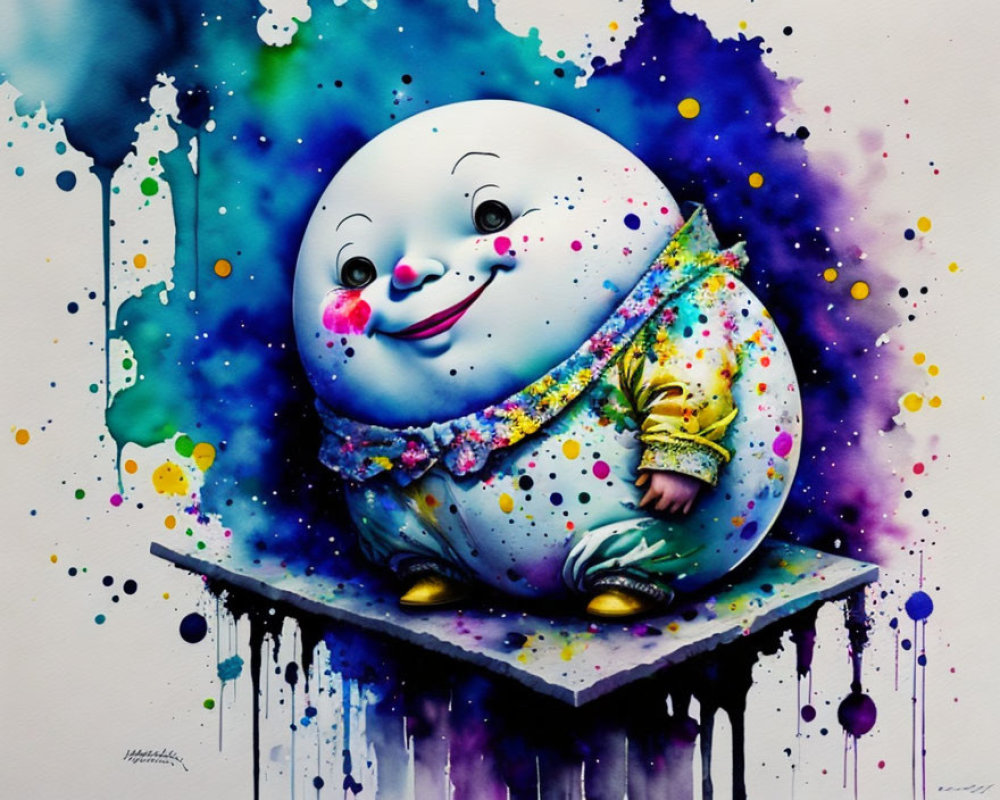 Vibrant Humpty Dumpty painting with textured background