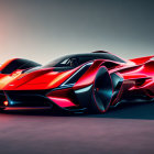 Sleek Red Sports Car with Futuristic Design and Advanced Aerodynamics