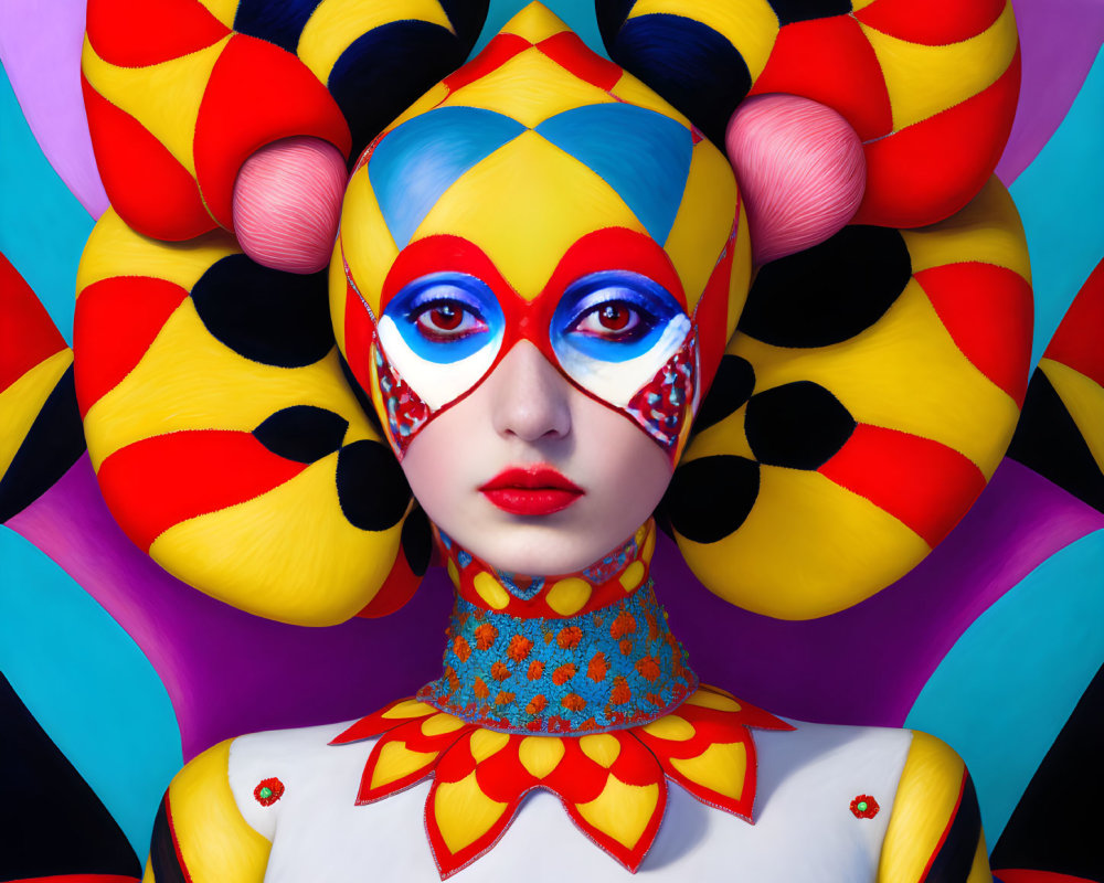 Colorful Makeup and Elaborate Hair in Surreal Portrait