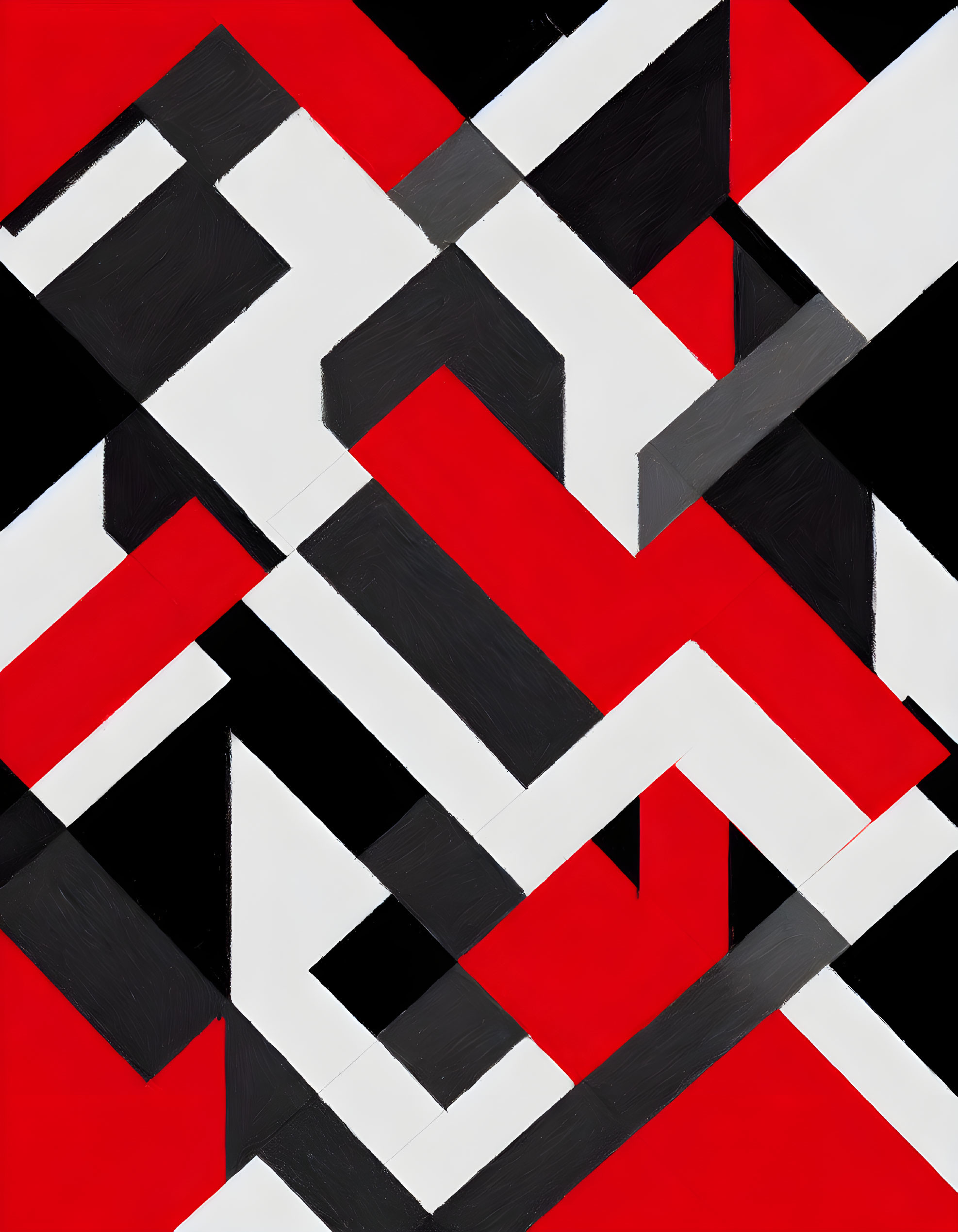 Geometric Black and White Shapes on Red Background
