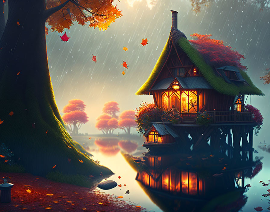 Autumn time magic in cozy village