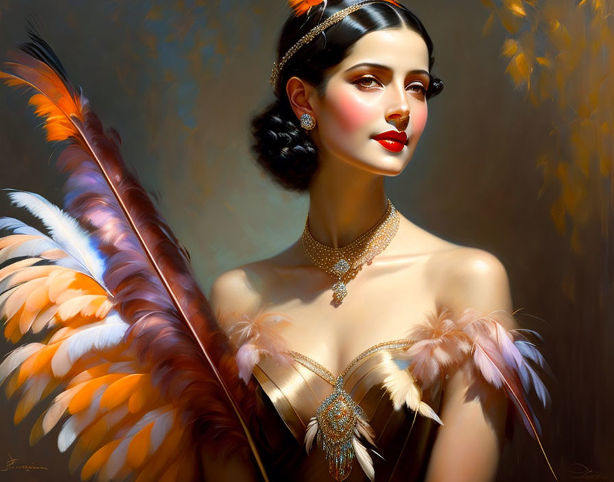 elegant 1920's style girl with Feathers