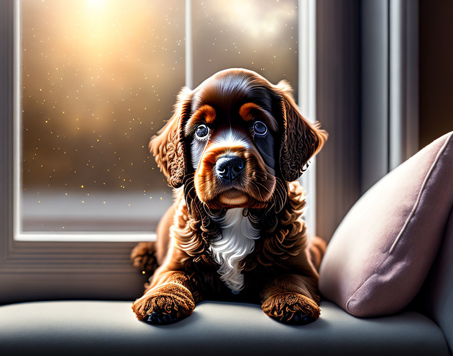 a cute little brown Cocker Spaniel puppy