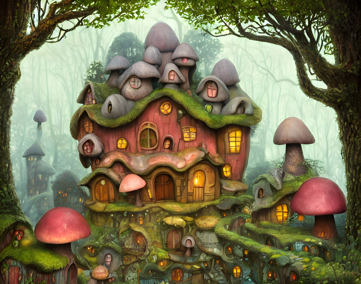 Enchanting Mushroom House in a Whimsical Forest